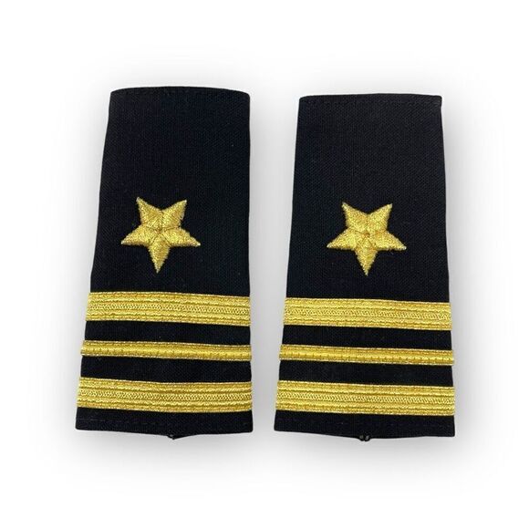 U.S. Navy Lieutenant Commander Officer Shoulder Board Epaulettes Pair of 2 Black - Picture 1 of 6